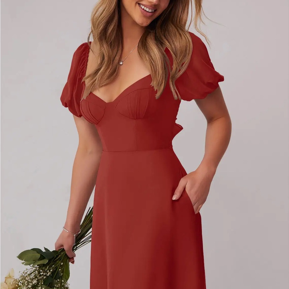 Azazie Terracotta Barbie Maxi Dress
